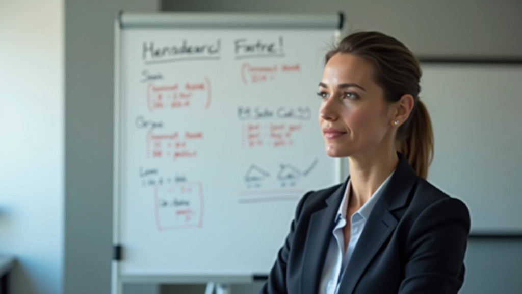 Professionnelle consultante montrant des chiffres de cotisation sur un tableau blanc à un client attentif