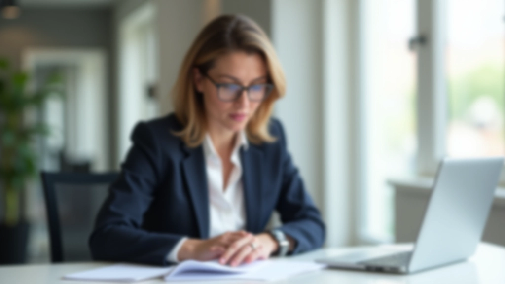 Personne étudiant un document de retraite à son bureau avec un ordinateur portable et une calculatrice